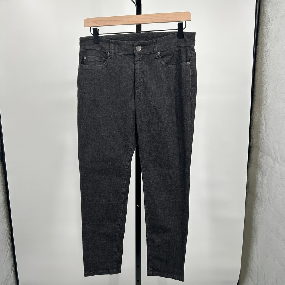 Eileen Fisher Black Organic Cotton Blend Slim Ankle Pants Petite‎ 6P